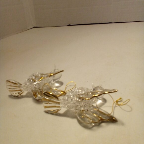 Hummingbird Christmas Ornament Hand Blown Glass Gold Trim 3" Lot of 2 - Picture 14 of 16